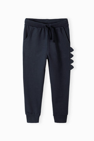 Navy blue cotton sweatpants - Dino with 3D detail