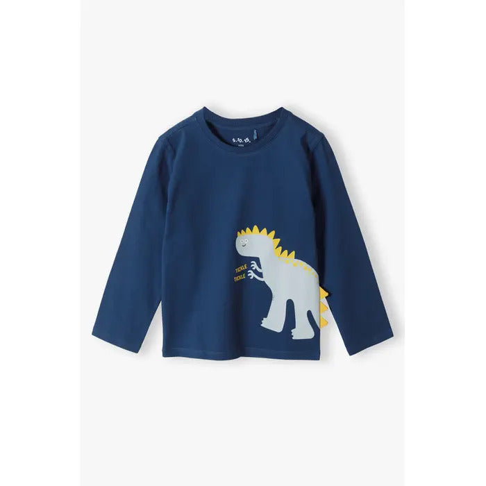 Cotton long-sleeved boys' blouse with dinosaurs