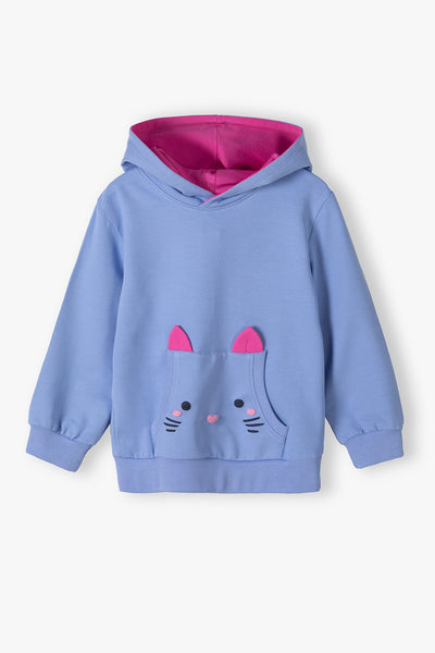 Sweatshirt for girls with a hood and a front pocket