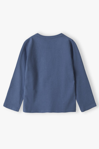 Blue knitted blouse for a girl with a cat - Happy Days