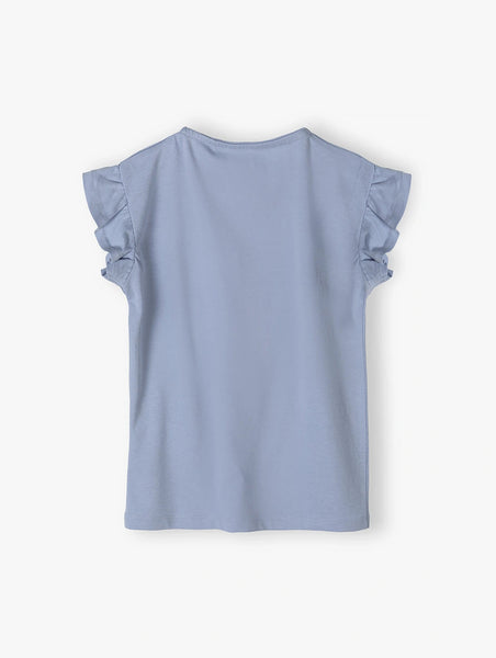 Summer cotton t-shirt for girls with frills on the sleeves