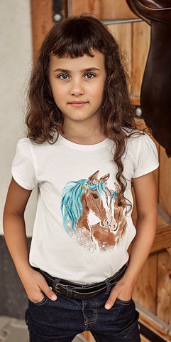 Girls' T-shirt with horses