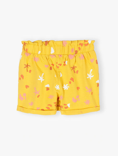 Yellow shorts for girls with a pattern