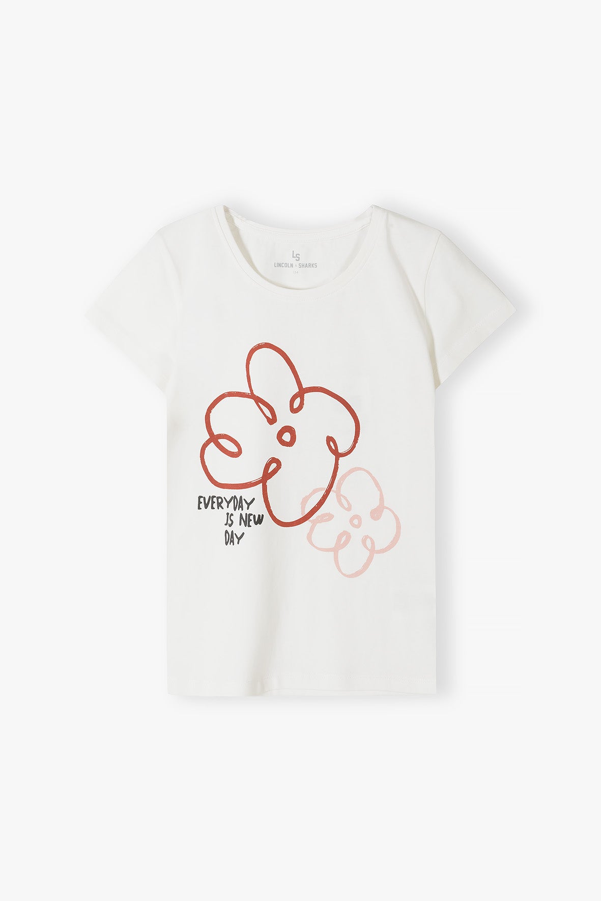 Girls' knitted T-shirt with a flower print