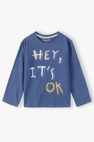Boys' blouse with long sleeves and soft HEY, IT'S OK print