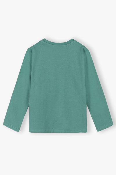 A green cotton blouse for a boy with a car