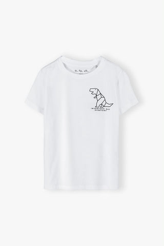 Cotton t-shirt for boys with a dinosaur - white