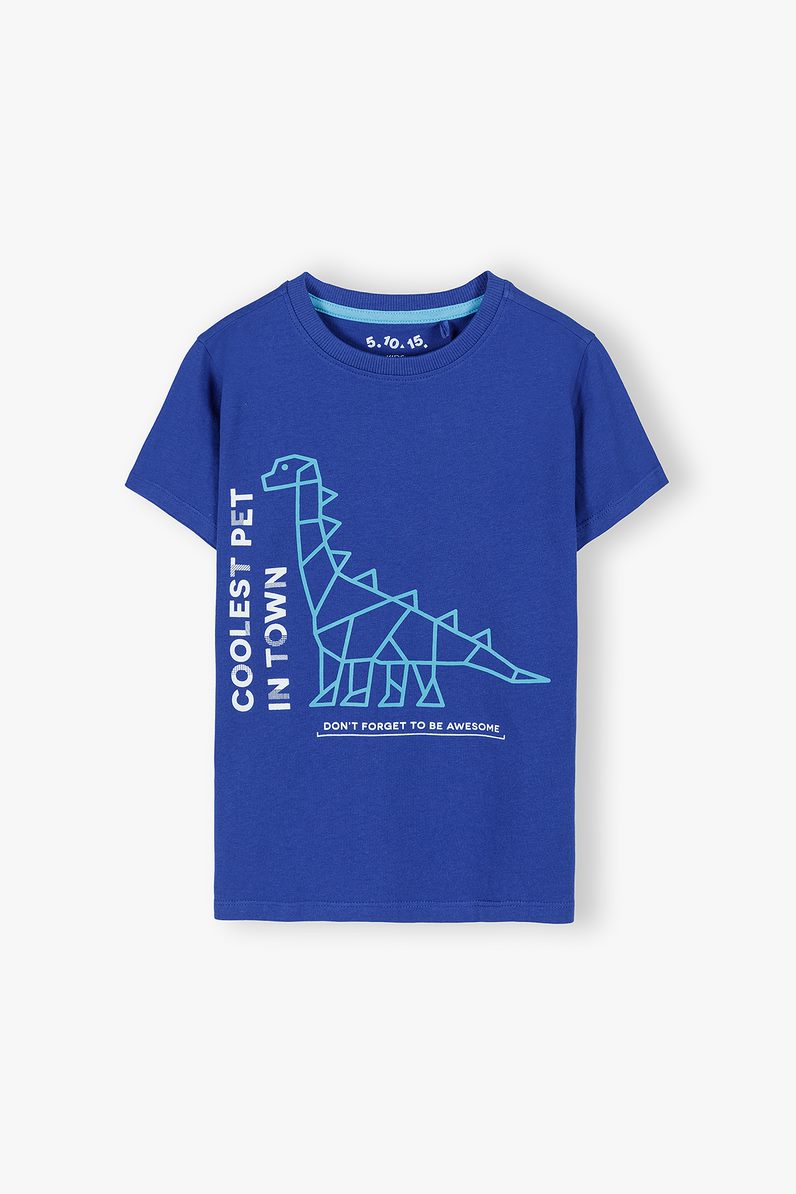 Cotton boys t-shirt with a dinosaur - blue
