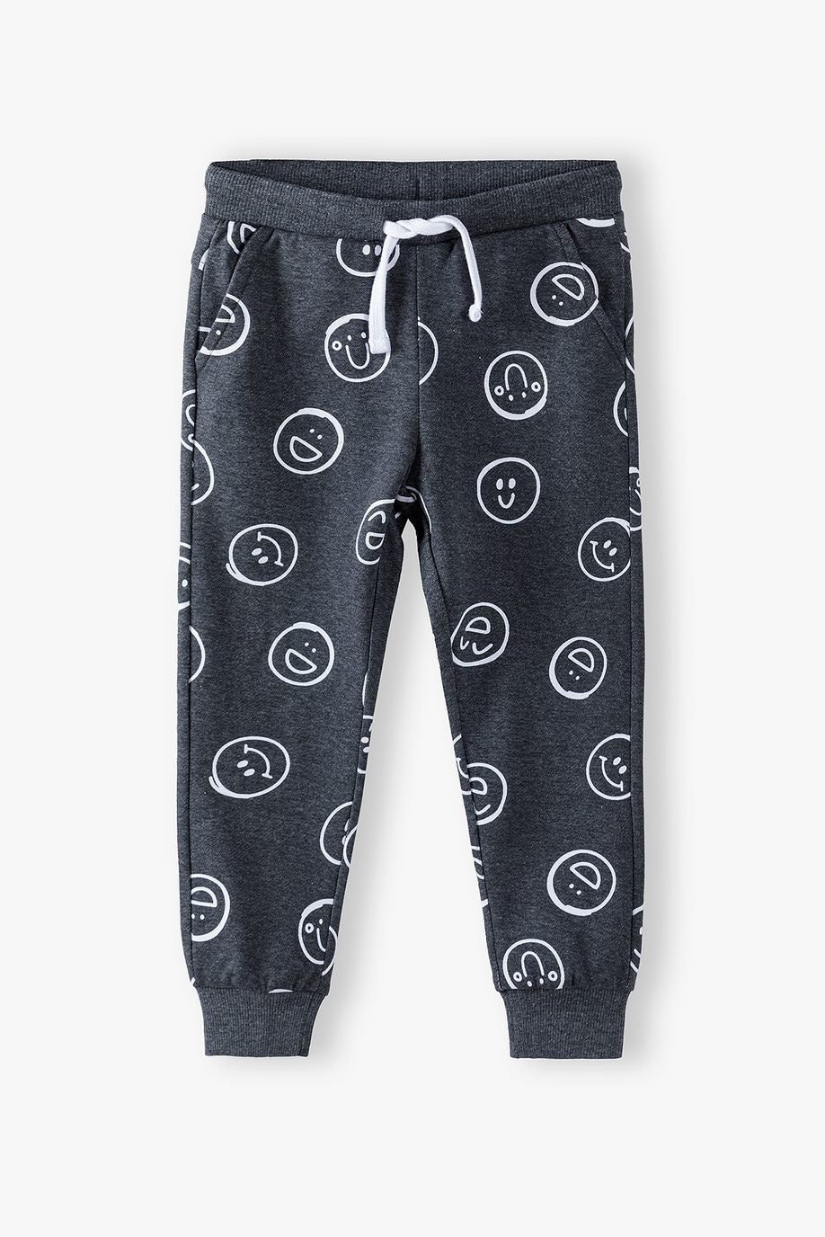 Boys' grey sweatpants with smiley faces