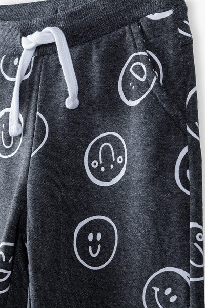 Boys' grey sweatpants with smiley faces