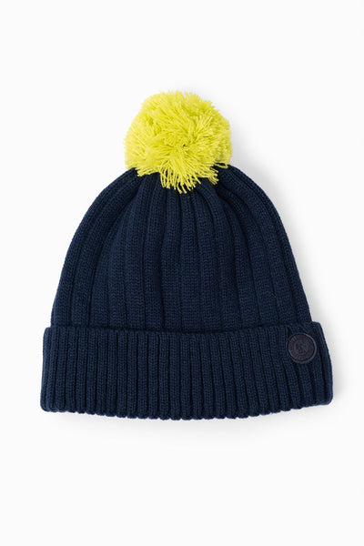 Navy blue cap with a contrasting pompomπ