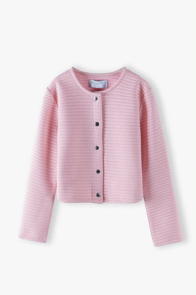 Knitted pink blazer for a girl