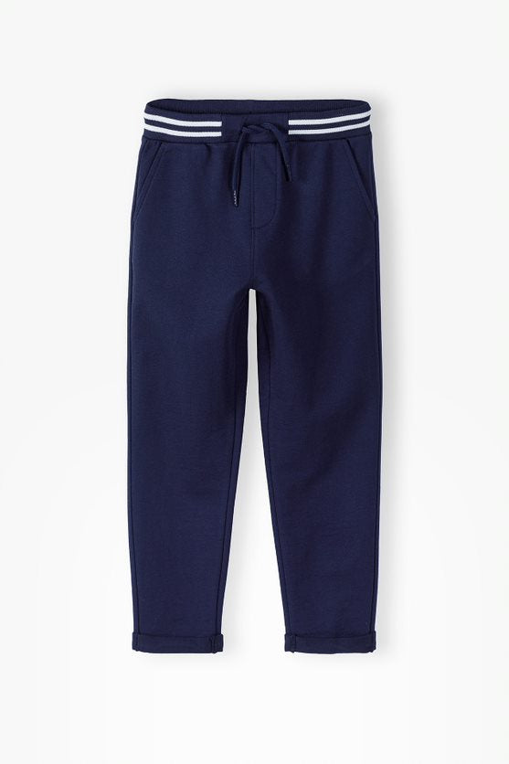 Elegant cotton boys' pants - navy blue