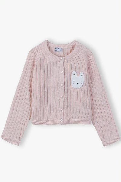 Cotton sweater with embroidered application - pink