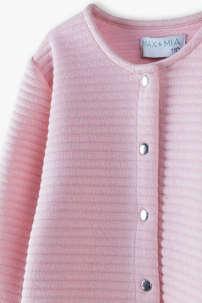 Knitted pink blazer for a girl