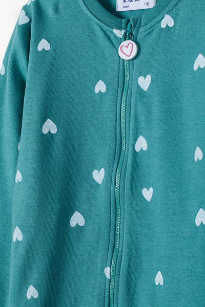 Green sweater with hearts