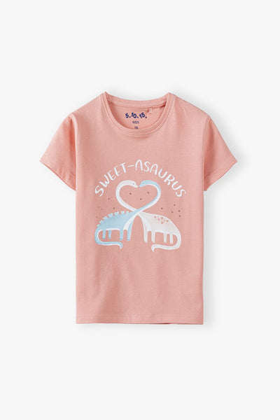 Cotton girls' t-shirt with dinosaurs