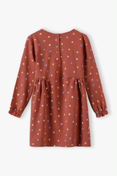 Knitted dress with colorful dots-long sleeves