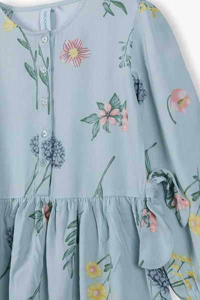 Dress with long sleeves - viscose with flowers
