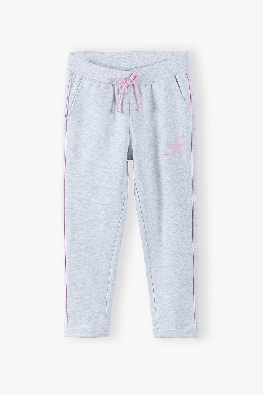 Girls' grey tracksuits with a pink star and stripes