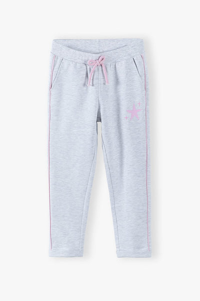 Girls' grey tracksuits with a pink star and stripes