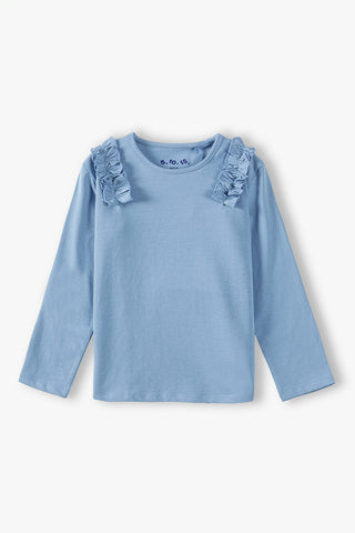 Blue cotton blouse for girls with long sleeves