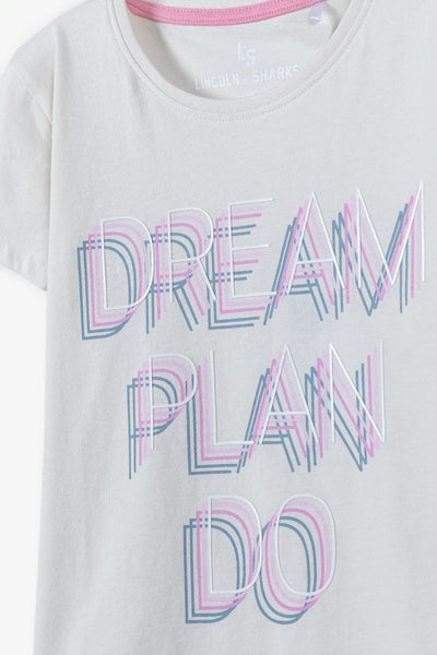 Cotton girls' t-shirt with the inscription - DREAM PLAN DO