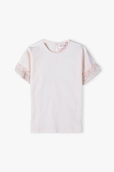 Pink blouse with short sleeves