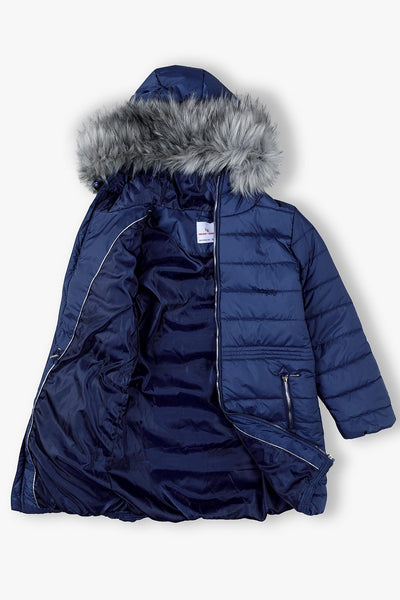 Girls' navy winter quilted jacket