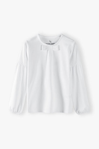 White elegant girls' blouse with long sleeves
