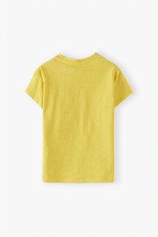 Girls' yellow cotton t-shirt with embroidered flowers