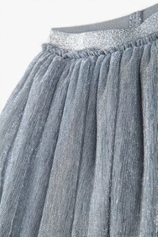 Children's tulle skirt - grey with a silver thread