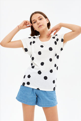 Cotton girls' t-shirt with polka dots