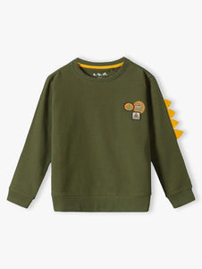 Boys' cotton blouse with a 3D khaki detail