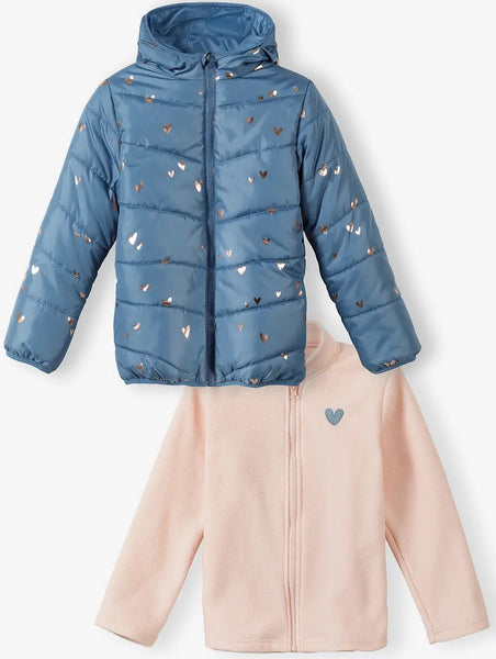 A quilted jacket for a girl with 3in1 fleece