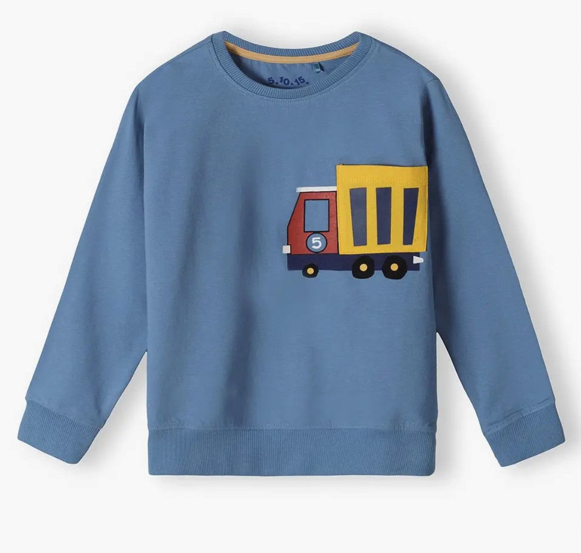 Blue sweater with a lorry