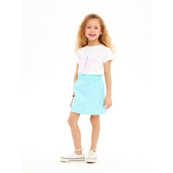 Girls' T-shirt with a pink sequin butterfly