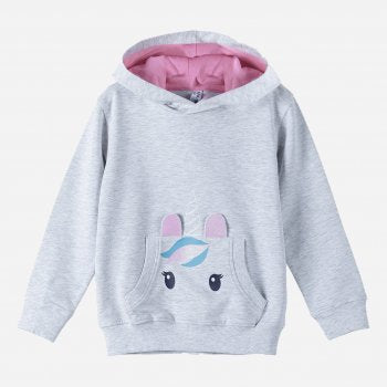 Grey girls' sweatshirt with a unicorn