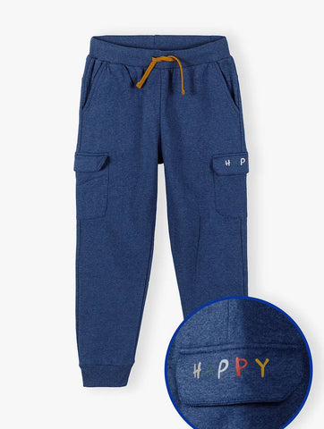 Sweatpants with decorative pockets and a soft print